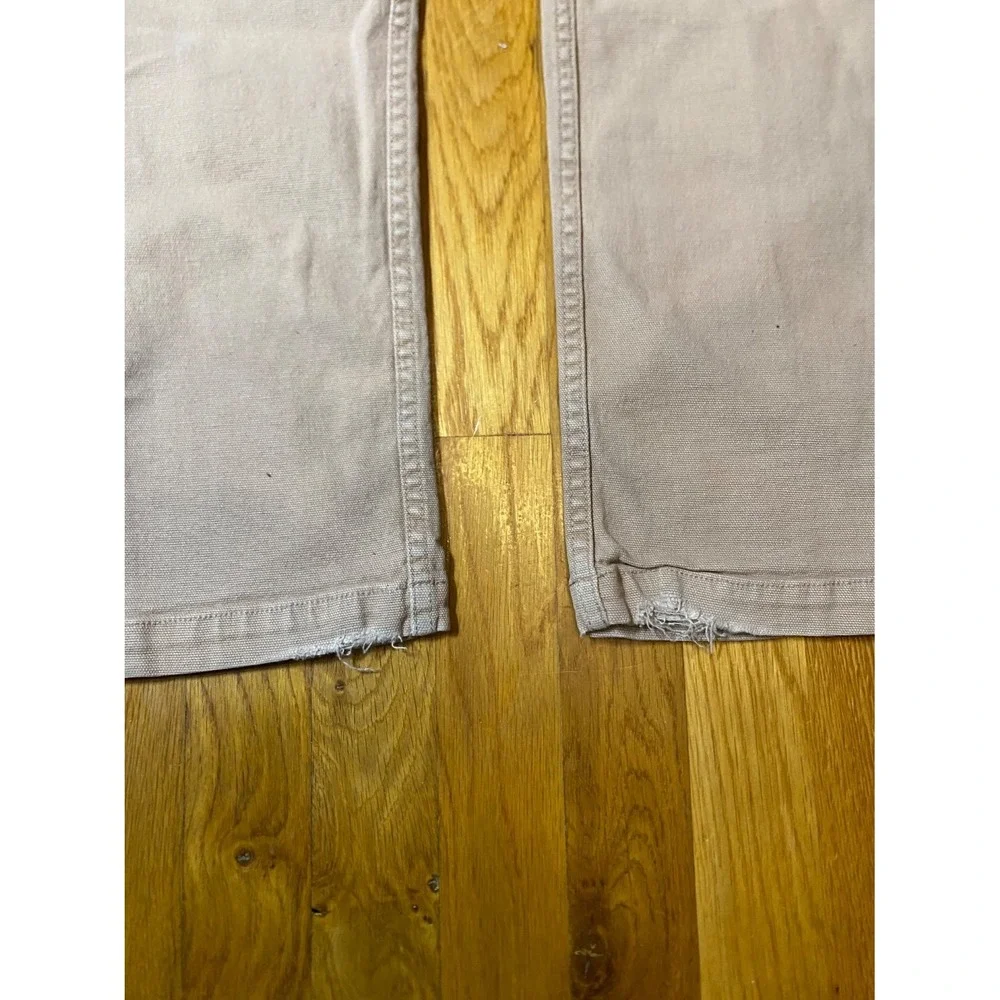 American Giant Pants Roughneck Mens 30x29 Beige Canvas Straight Leg Stretch